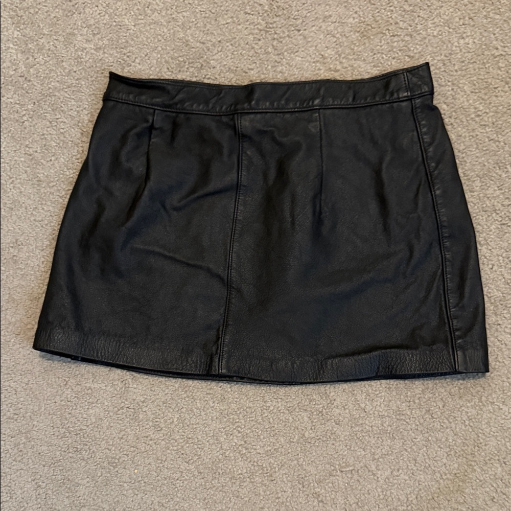 Elegant Moments Black Leather Skirt
